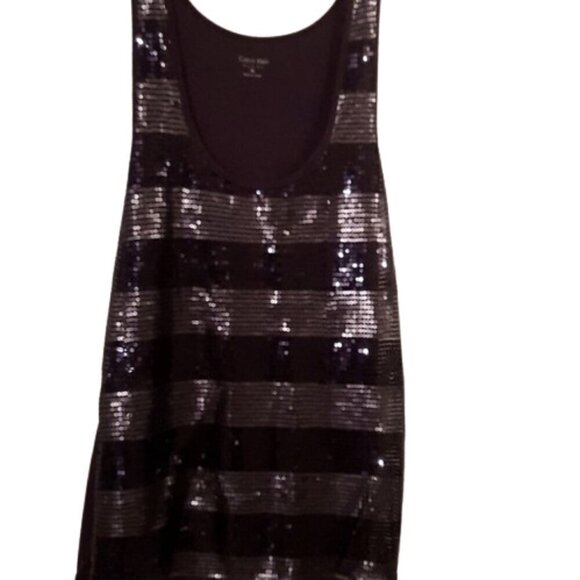 Calvin Klein Black Sequin Scoop Sleeveless Top- XL - Picture 1 of 4